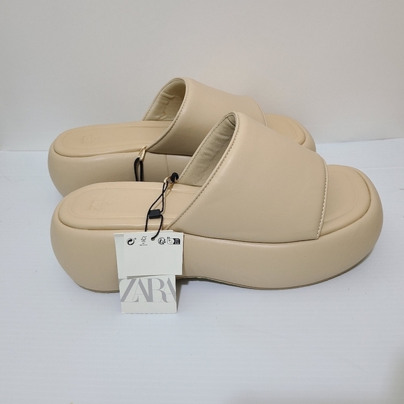 ZARA FLATFORM SANDALS BEIGE SIZE 9 | 3607/110/716 - Picture 7 of 13
